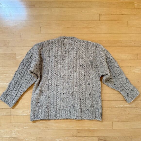 Celtic Country 100% Wool Made in Ireland Fisherman Chunky Knit V Neck Sweater M - Picture 7 of 9